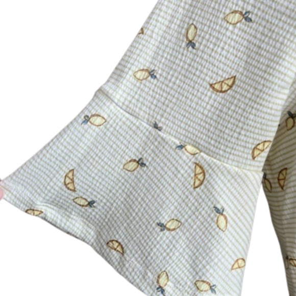 LC LAUREN CONRAD Petite Top Stripe Bell Sleeve Tie-Back Lemon Yellow Sizes MP LP - Picture 4 of 10